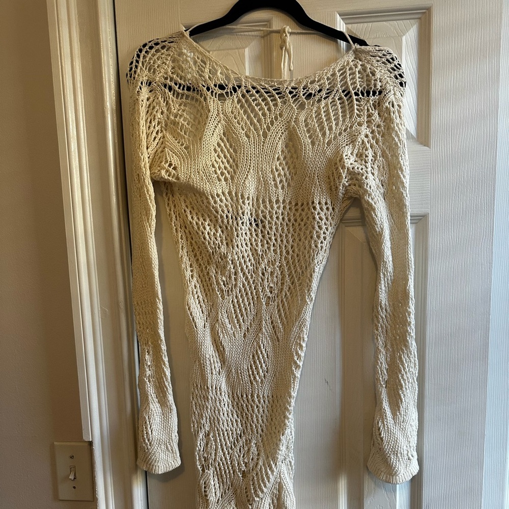 Crochet long sleeve cover up